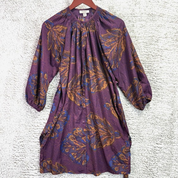 Tucker Tops - Tucker For Target Dress Womens XS Floral Button Front Shirt‎ Women Smocked Belt